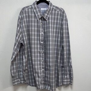 Nautica Men's Business Casual Gray Checkered Button Down Casual Shirt 3629
